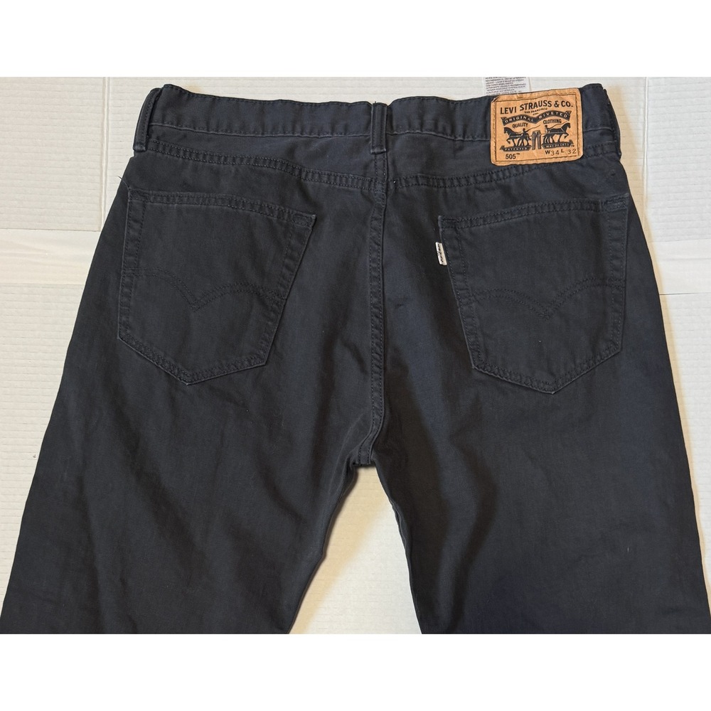 LEVI'S 505 - Men's Regular Fit Straight Leg Denim Black Jeans - Size 34x32